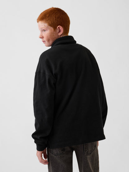 Siyah Heavyweight Relaxed Polo T-shirt