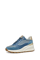 Geox Kadın Mavi D Spherica Ec13 A - Nap + Emb.te Bağcıklı Dolgu Topuklu Sneaker