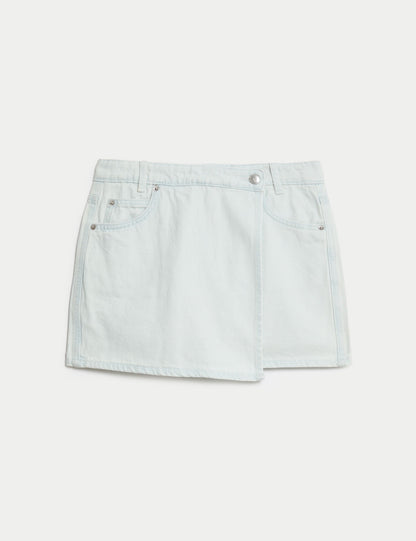 Saf Pamuklu Denim Şort Etek (6-16 Yaş)