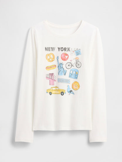 Beyaz Grafik Baskılı T-shirt