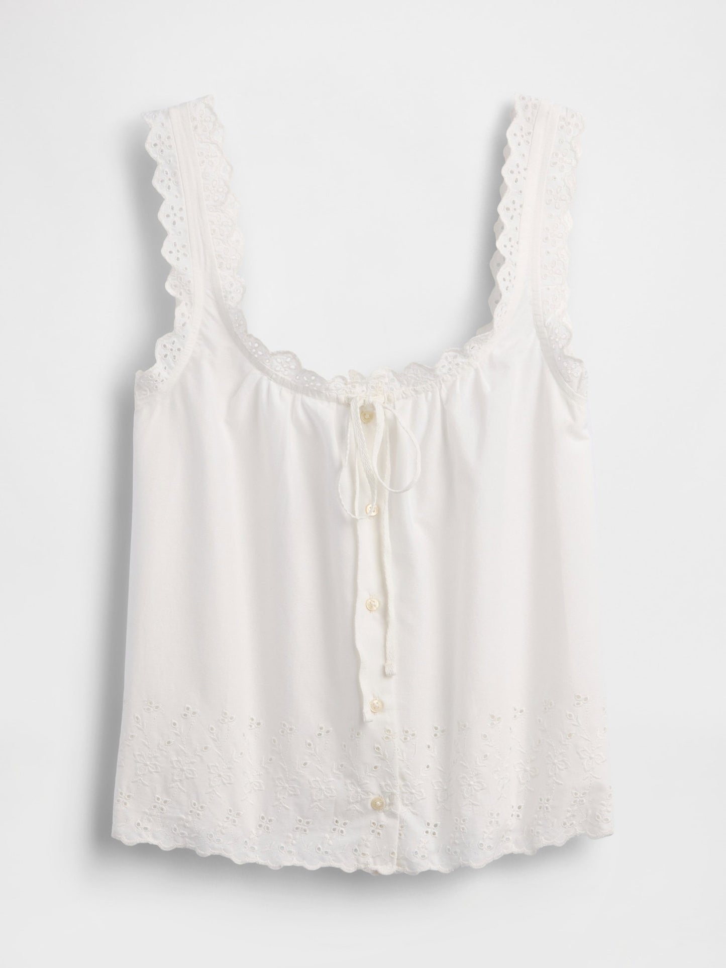 Beyaz Dantel Işlemeli Pijama Atlet