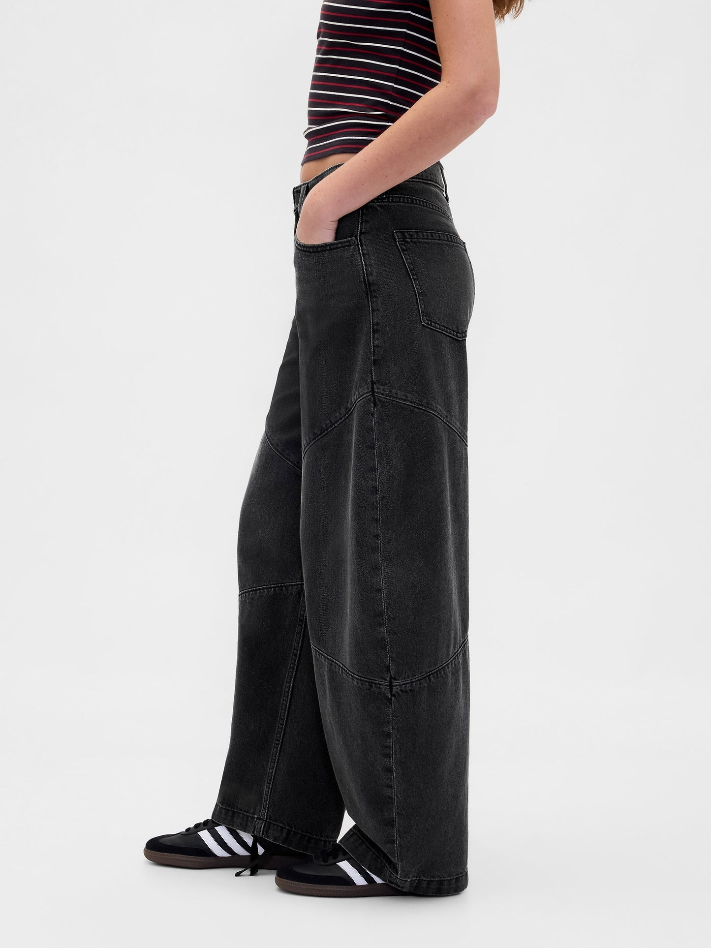 Siyah Stranger Things High Rise Seamed Horseshoe Jean Pantolon