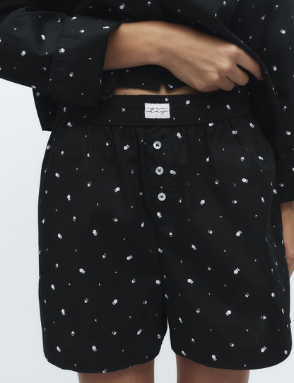 Pamuklu Çiçek Desenli Pijama Şort