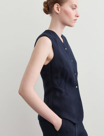 Dokulu Tek Düğmeli Yelek