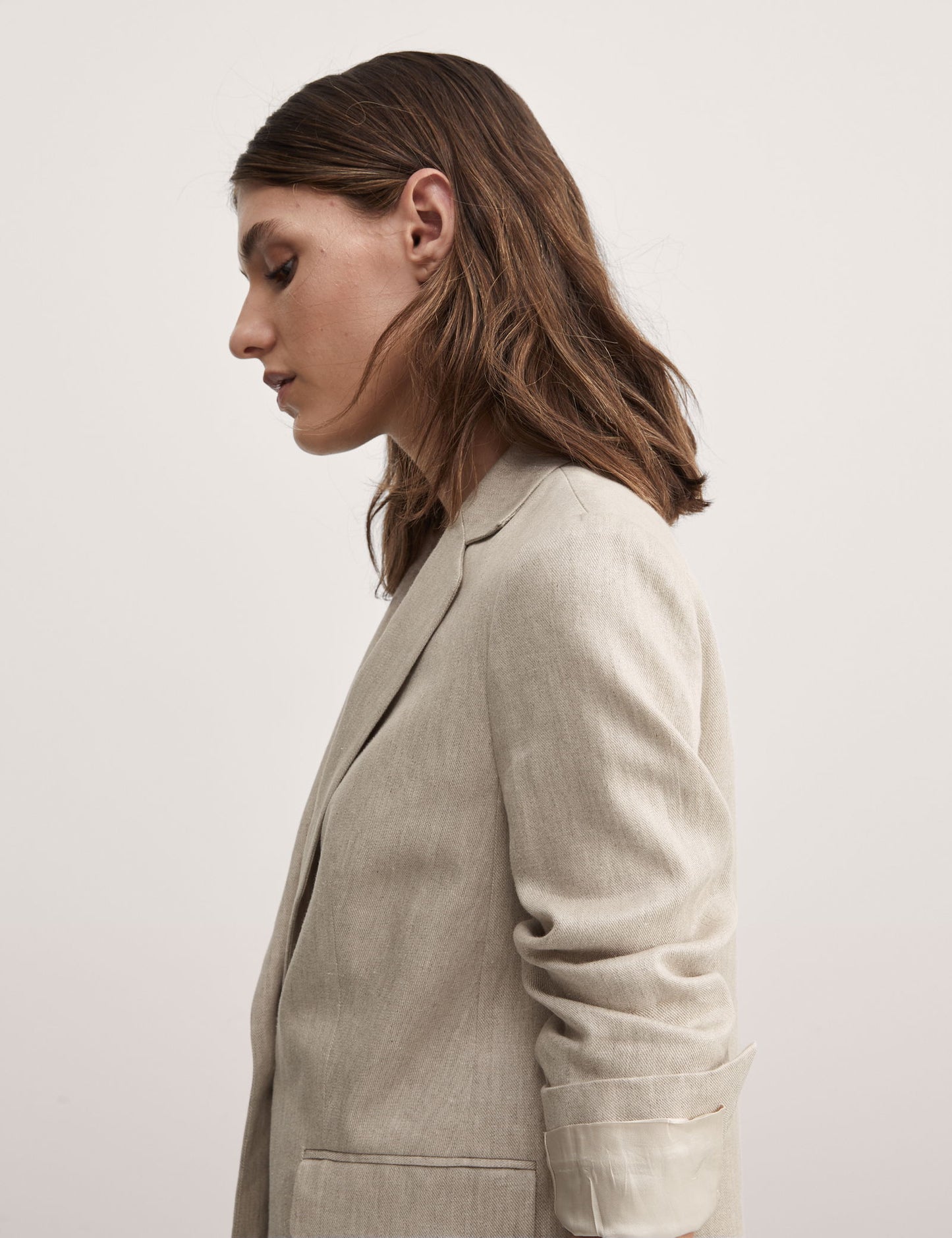 Relaxed Fit Keten Blazer Ceket