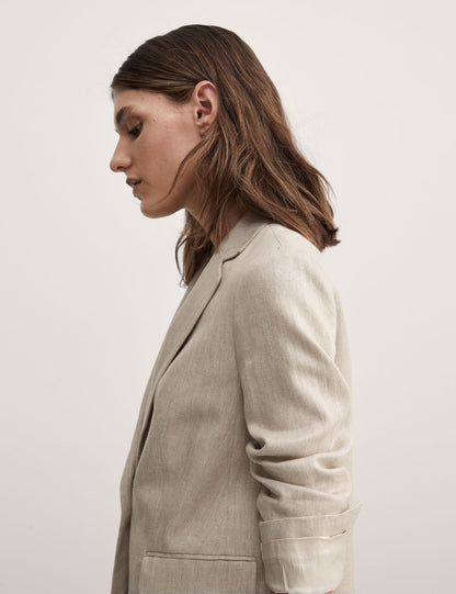 Relaxed Fit Keten Blazer Ceket