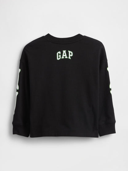 Siyah Gap × Disney Mickey Mouse Grafik Baskılı T-shirt