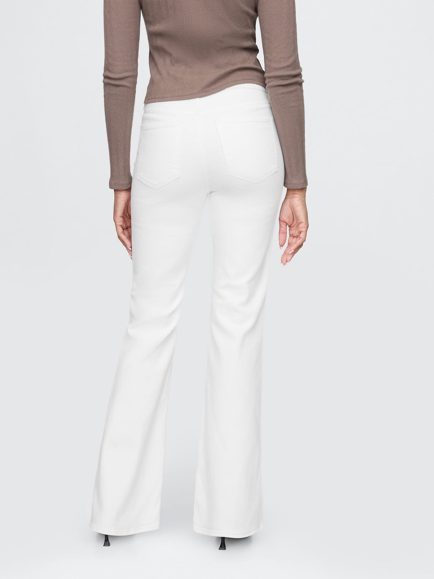 Beyaz High Rise '70s Flare Jean Pantolon