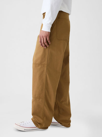 Kahverengi Double-knee Utility Baggy Jean Pantolon