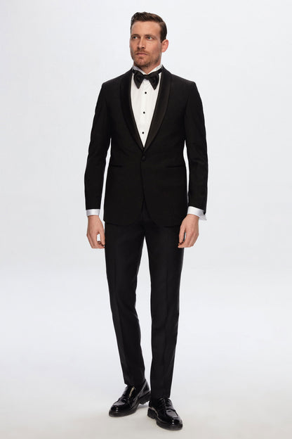 Damat Slim Fit Siyah Düz Damatlık &amp; Smokin Takim