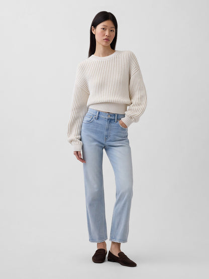 Açık Mavi High Rise ’90s Slim Straight Crop Jean Pantolon