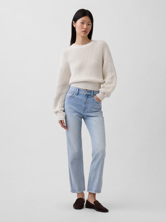 Açık Mavi High Rise ’90s Slim Straight Crop Jean Pantolon