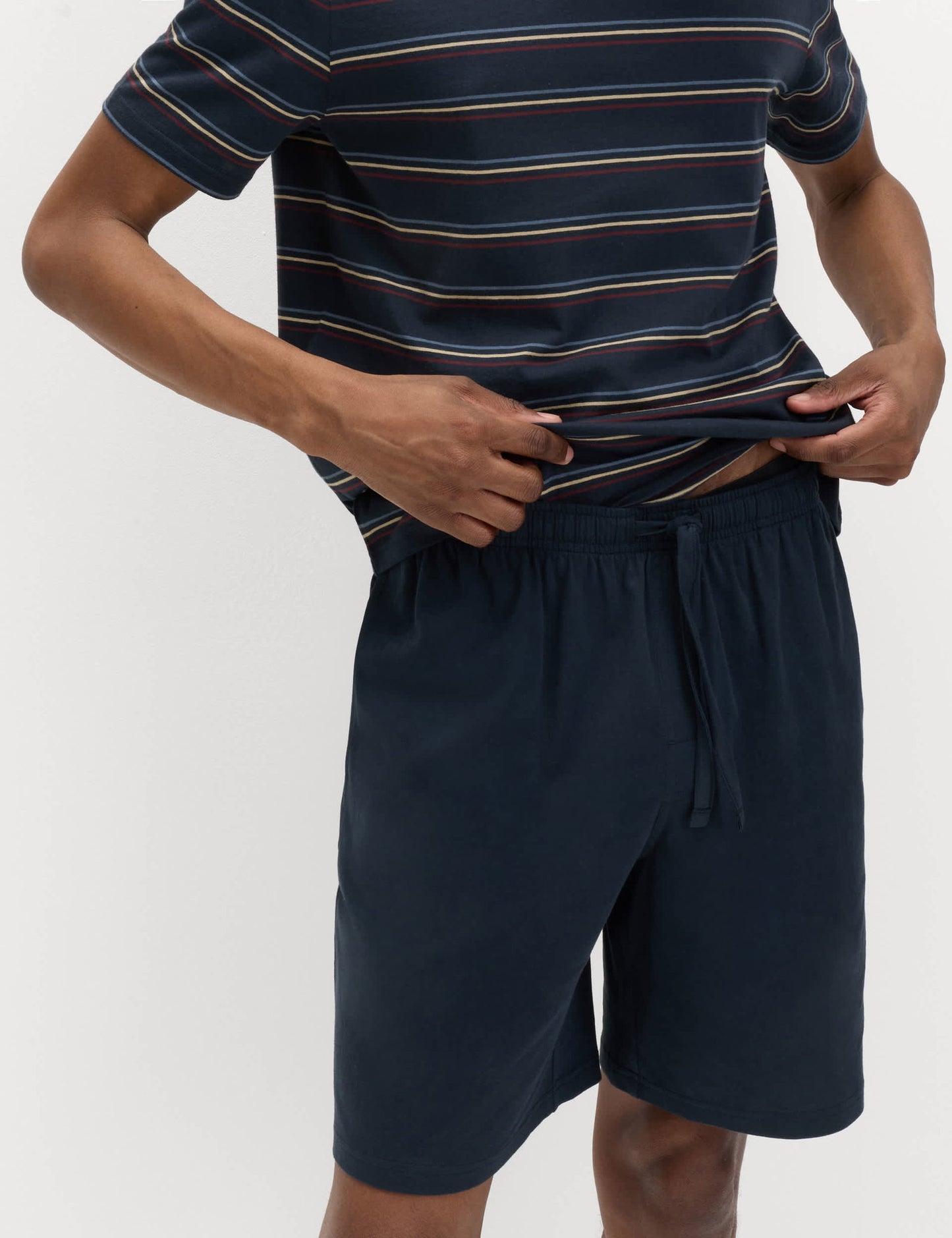 Saf Pamuklu Gökkuşağı Çizgili Pijama Takımı