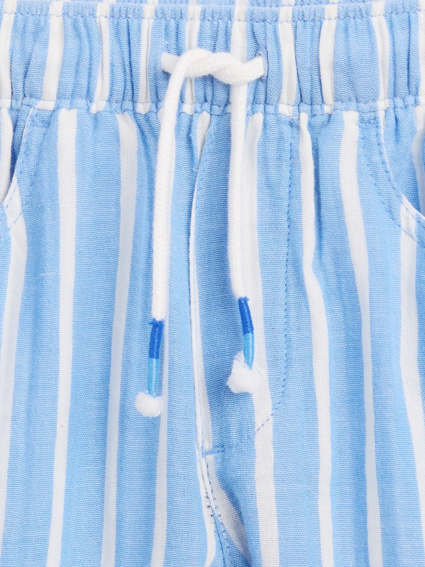 Açık Mavi Pamuk Gauze Pull-on Barrel Pantolon