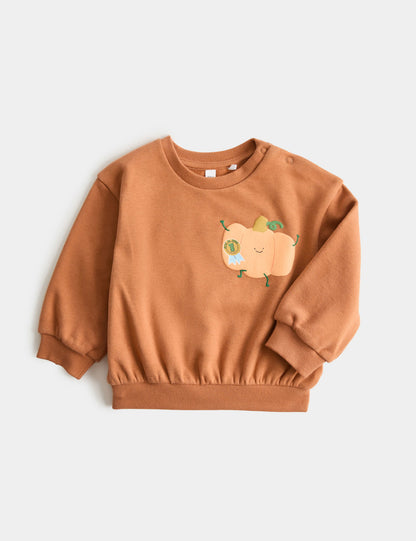 Halloween Temalı Balkabağı Desenli Sweatshirt