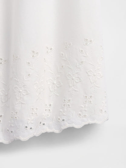 Beyaz Dantel Işlemeli Pijama Atlet