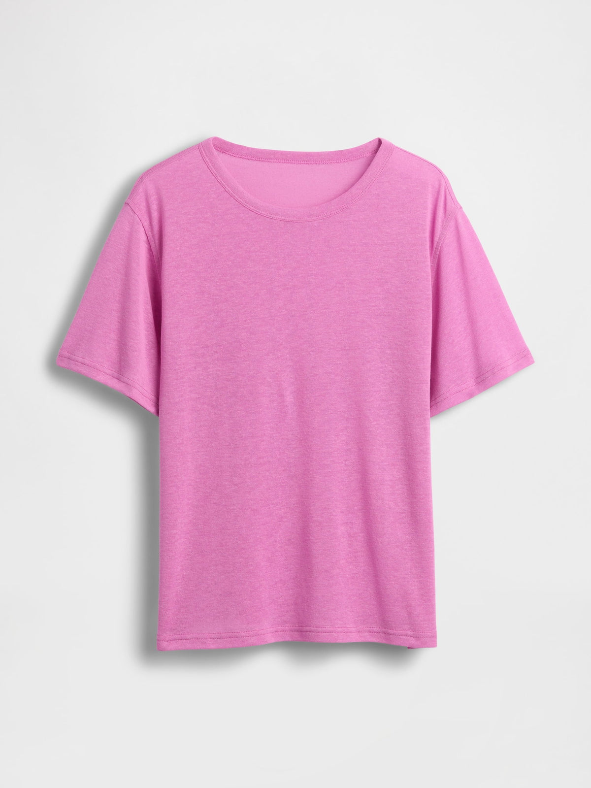 Pembe Keten Karışımlı Relaxed T-shirt