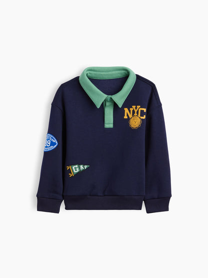 Lacivert Vintagesoft Varsity Logo Polo Sweatshirt