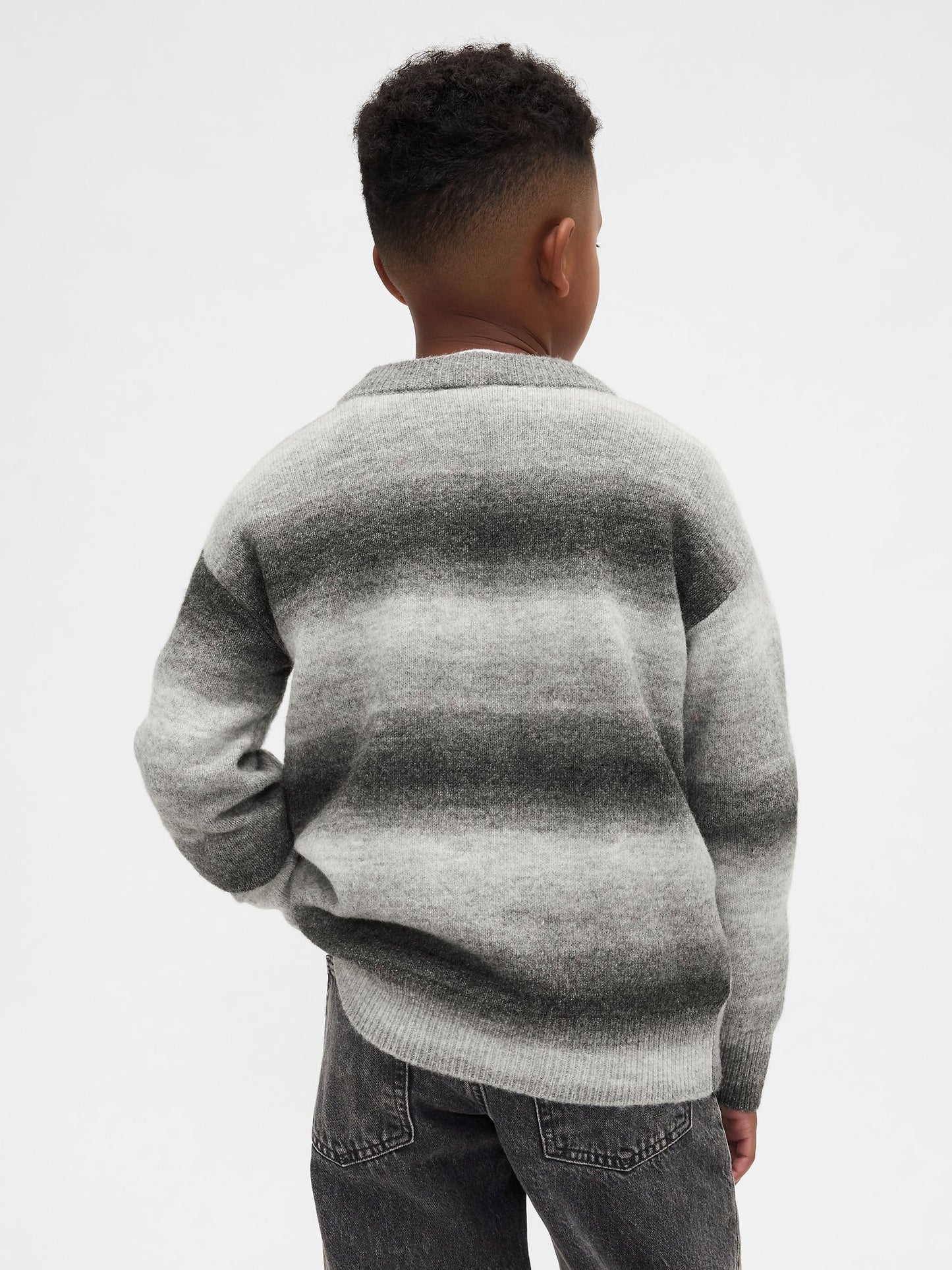 Gri Space-dye Relaxed Bisiklet Yaka Kazak
