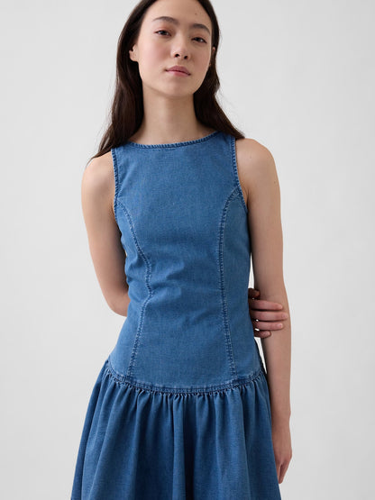 Mavi Denim Drop-waist Mini Elbise