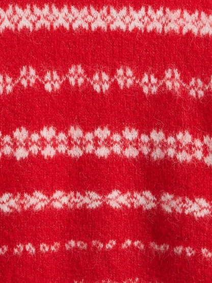 Kırmızı Fuzzy Oversized Bisiklet Yaka Kazak