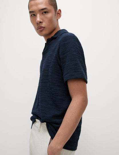 Pamuklu Dokulu Polo T-shirt