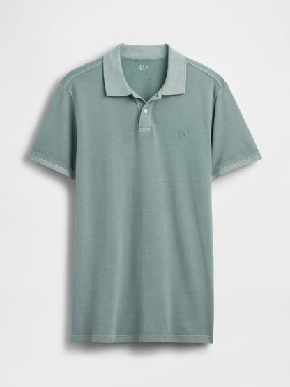 Yeşil Gap Logo Piqué Polo Yaka T-shirt