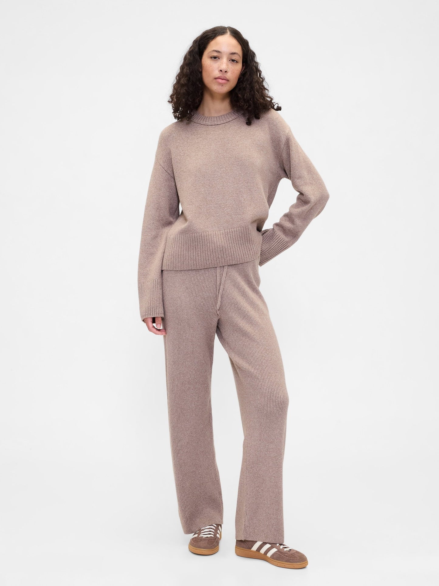 Açık Pembe Cashsoft Relaxed Crewneck Kazak