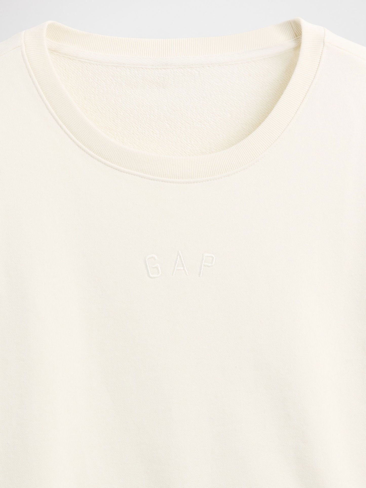 Beyaz Heavyweight Fransız Havlu Kumaş Logo Crop Sweatshirt
