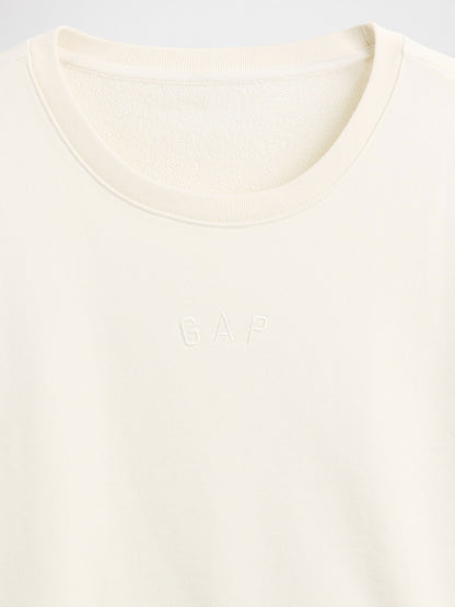Beyaz Heavyweight Fransız Havlu Kumaş Logo Crop Sweatshirt