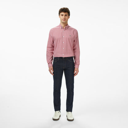 Lacoste Erkek Regular Fit Kareli Kırmızı Gömlek