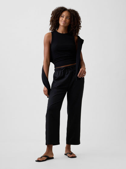 Siyah Mid Rise Easy Twill Pantolon