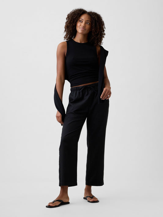 Siyah Mid Rise Easy Twill Pantolon
