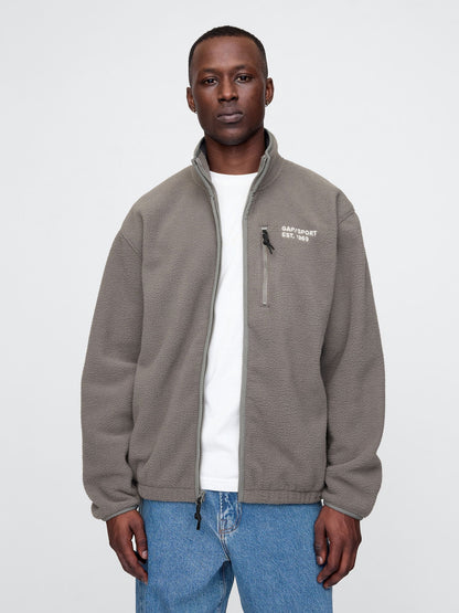 Gri Gap Logo Arctic Fleece Fermuarlı Ceket