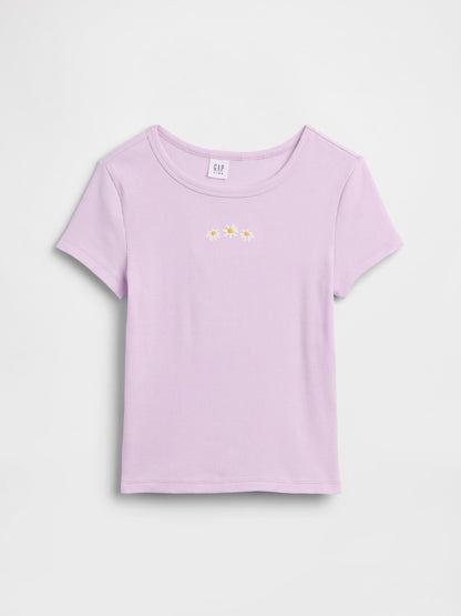 Lila Kids Ribbed Bisiklet Yaka T-shirt
