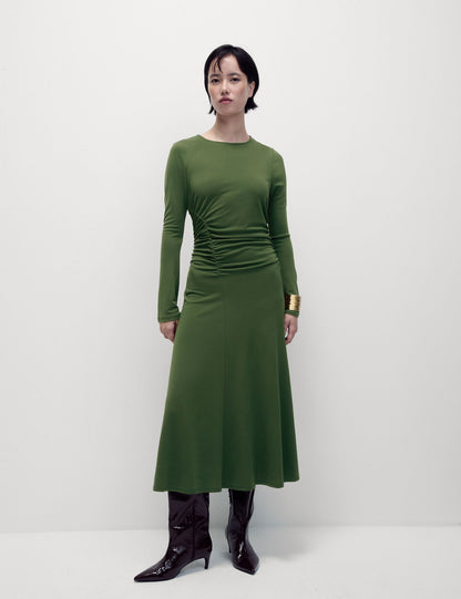 Regular Fit Yuvarlak Yaka Midi Elbise