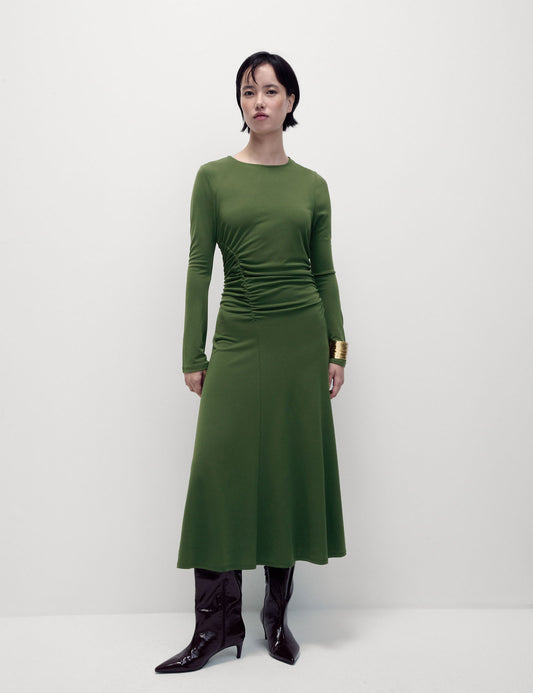 Regular Fit Yuvarlak Yaka Midi Elbise