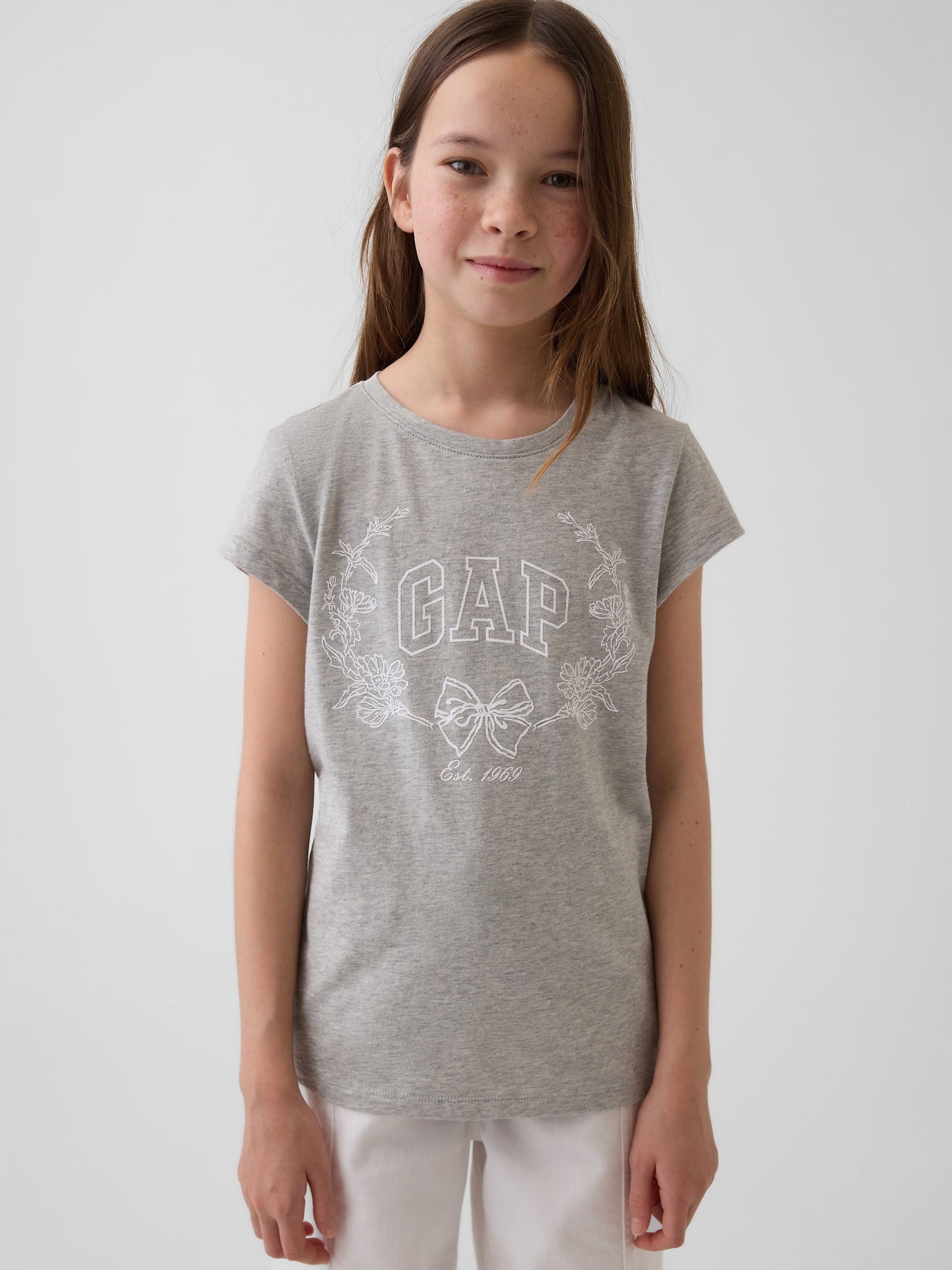 Açık Gri Grafik Baskılı T-shirt