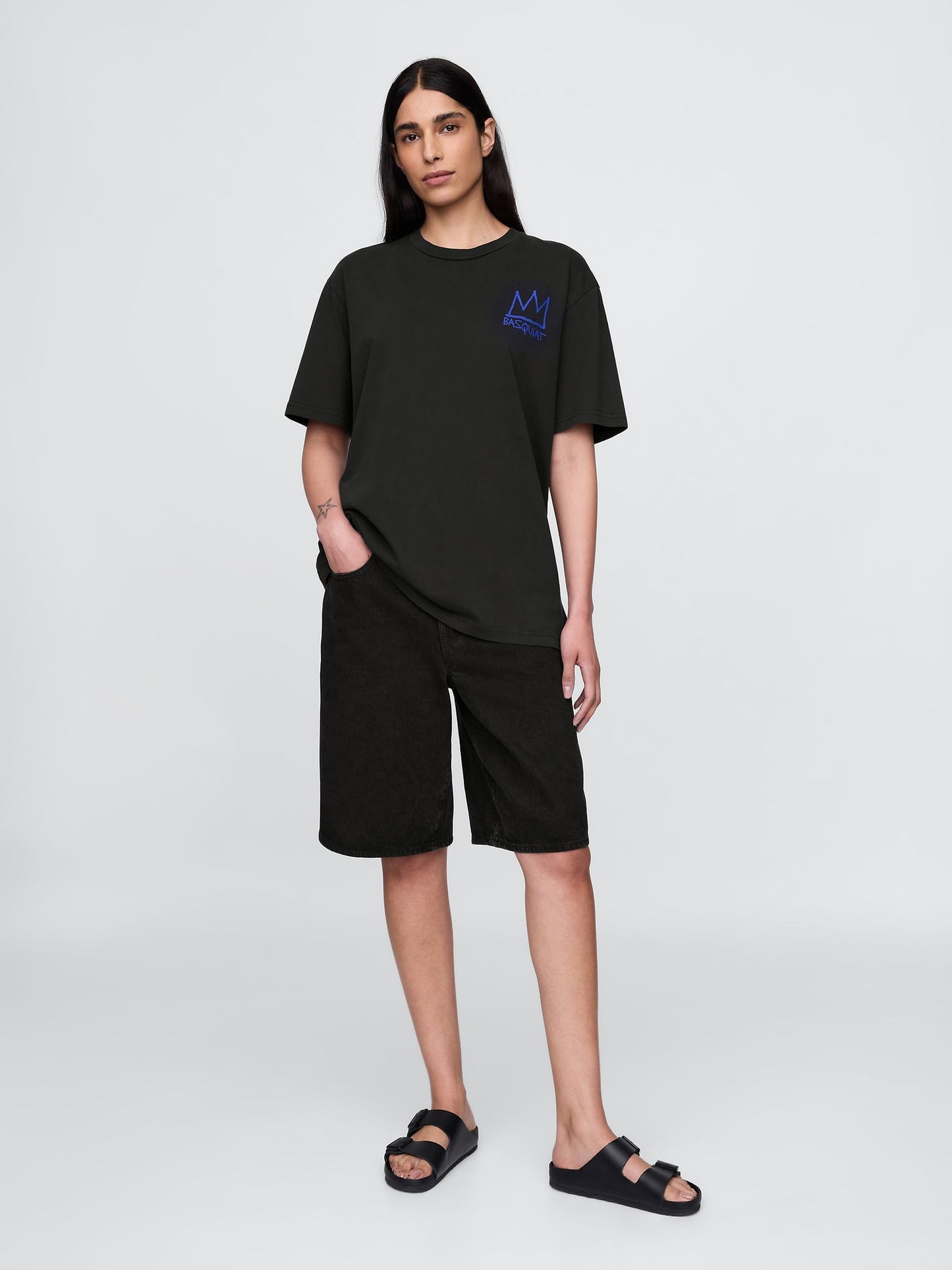 Siyah Basquiat Grafikli T-shirt