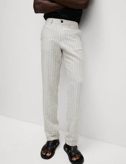 Regular Fit Keten Karışımlı Chino