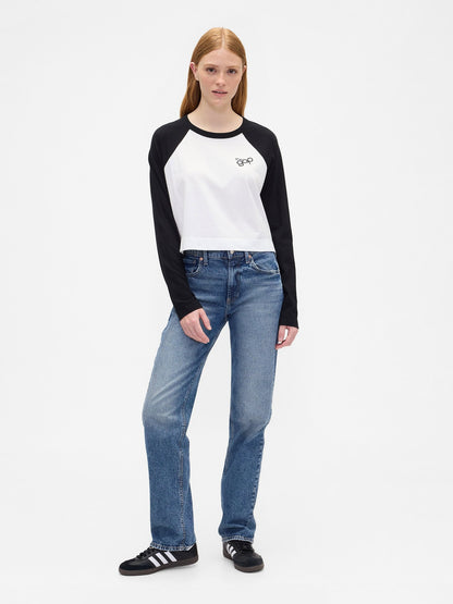 Siyah Relaxed Crop Gap Logo T-shirt