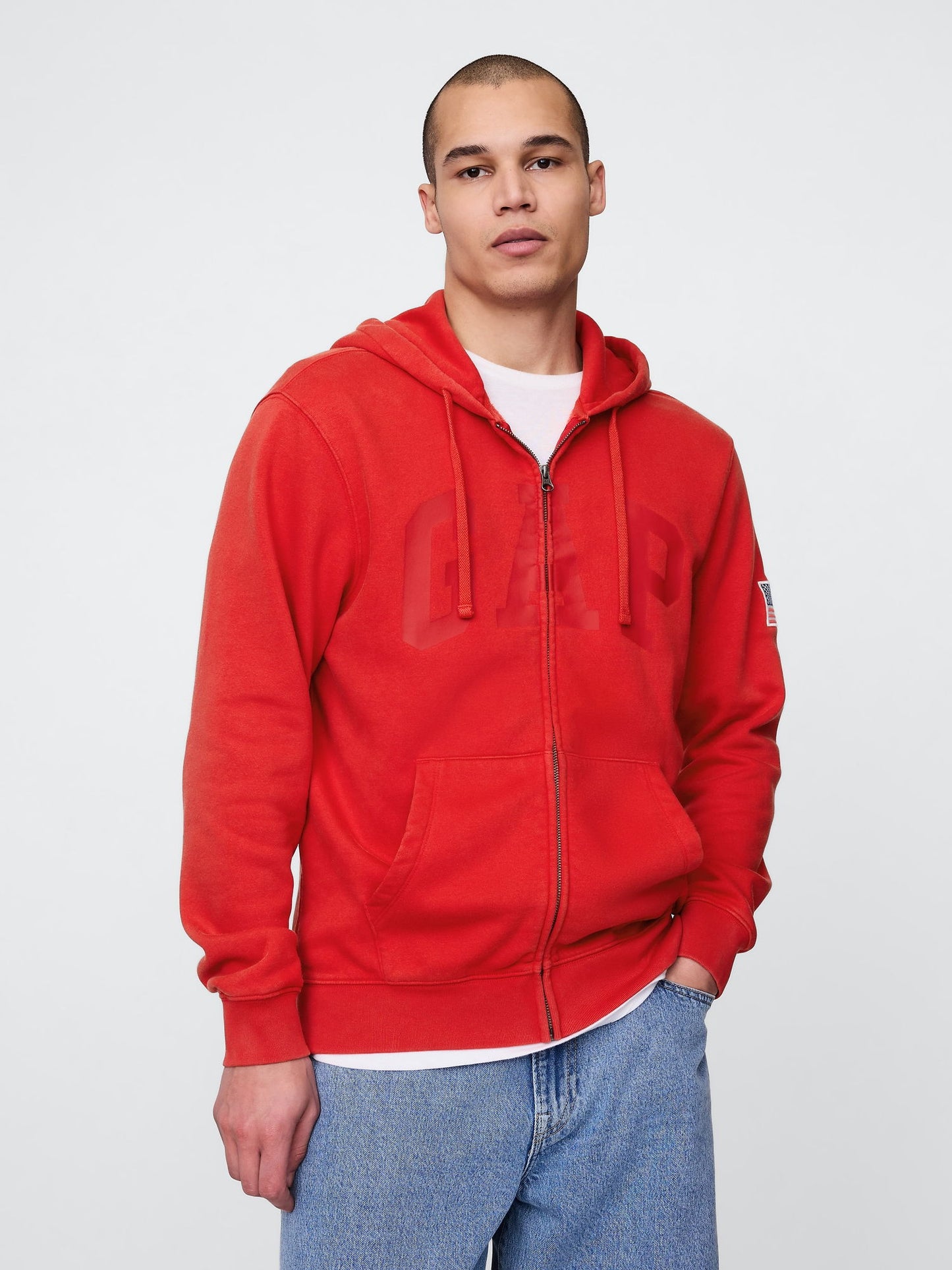 Kırmızı Vintagesoft Gap Logo Fermuarlı Sweatshirt