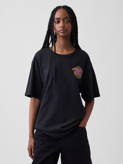 Siyah Tlc Relaxed Grafik Baskılı T-shirt