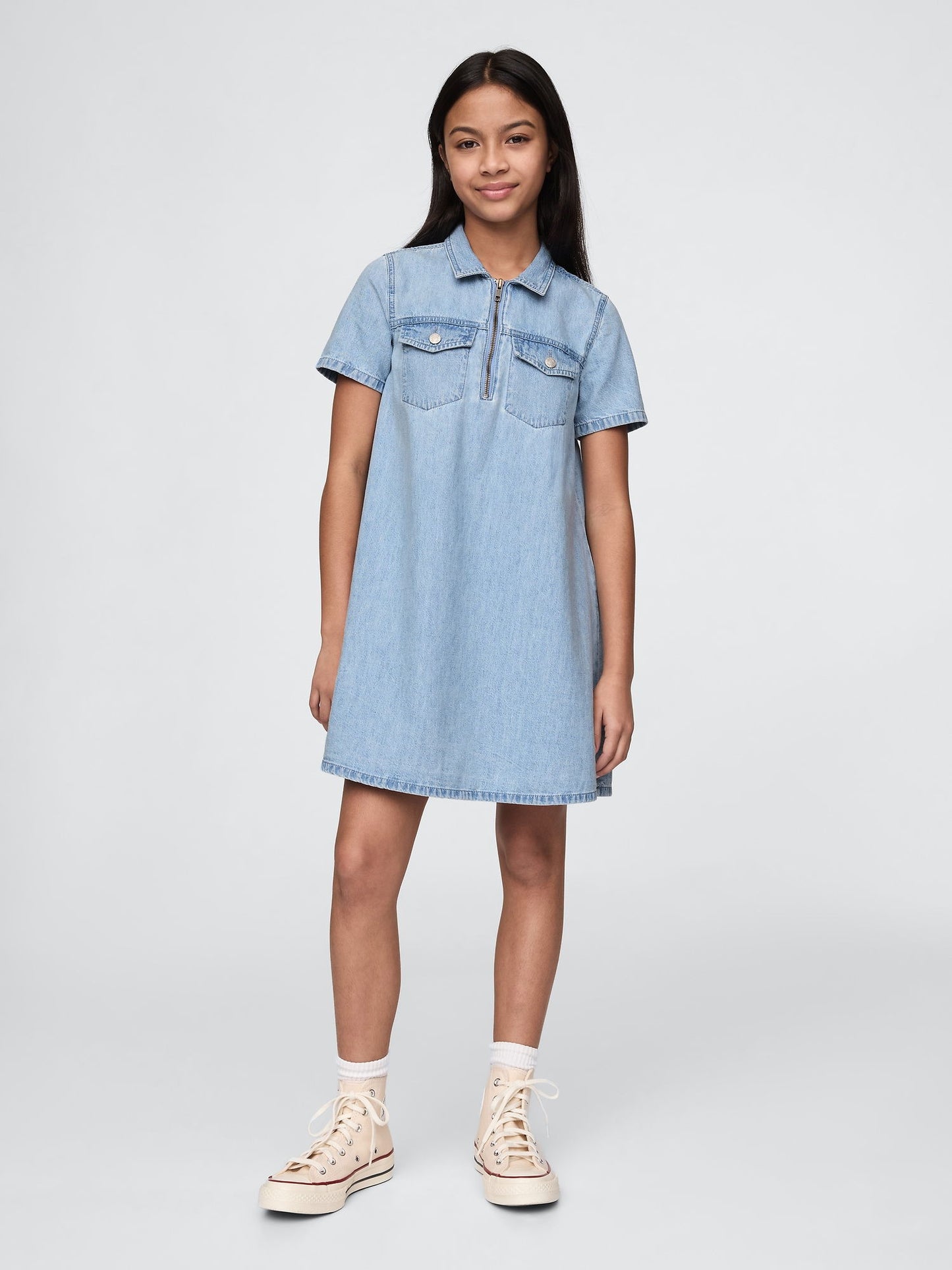 Mavi Cepli Denim Elbise