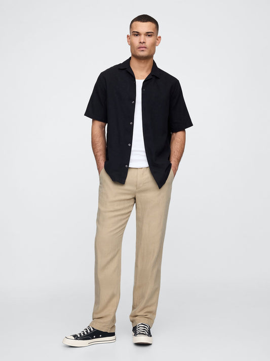 Bej Keten Karışımlı Khaki Pantolon