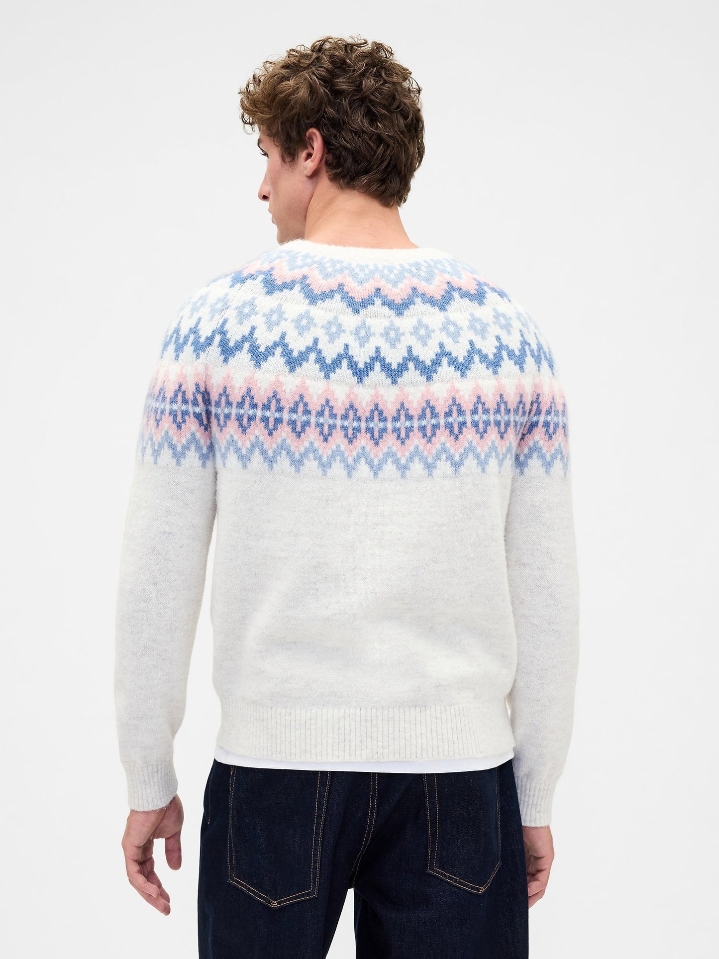 Beyaz Fuzzy Relaxed Fair Isle Kazak