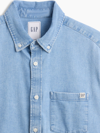 Açık Mavi Relaxed Denim Gömlek