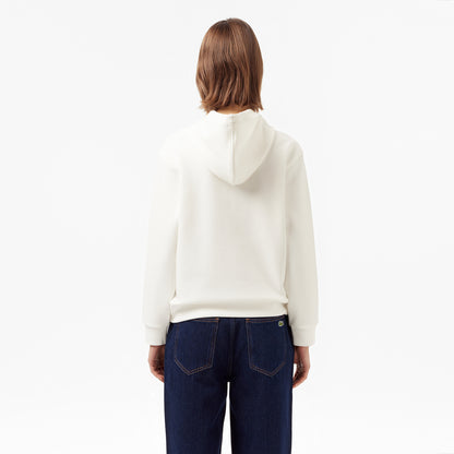 Lacoste Kadın Relaxed Fit Kapüşonlu Beyaz Sweatshirt