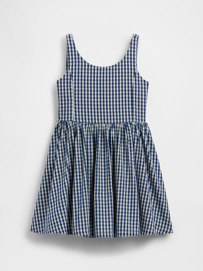 Çok Renkli Gingham Denim Elbise