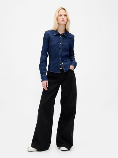 Siyah Mid Rise Ultrasoft Extra Baggy Jean Pantolon
